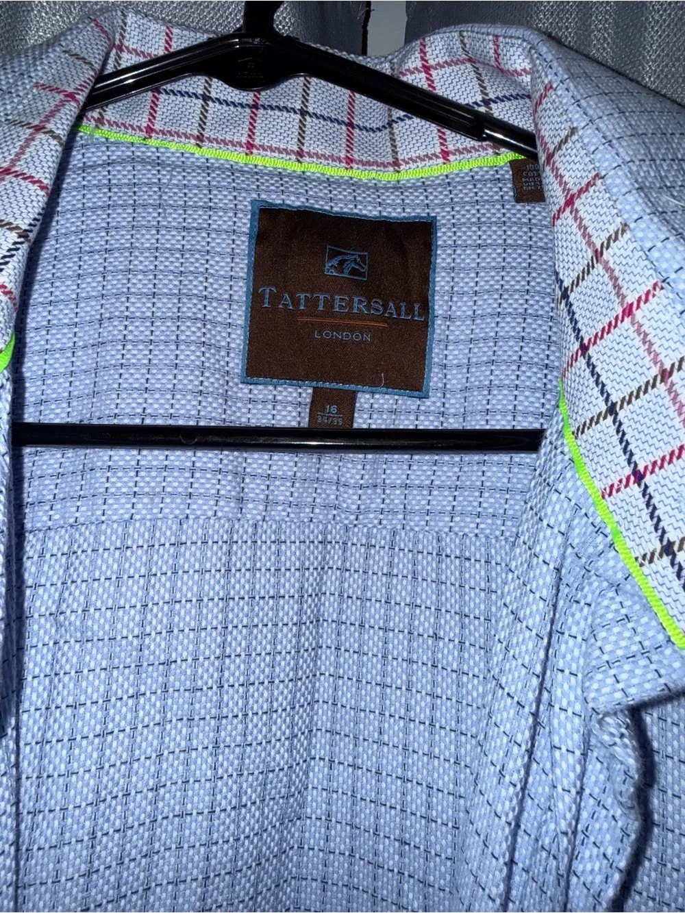 Tattersall Light Blue Windowpane Men's Dress Shirt